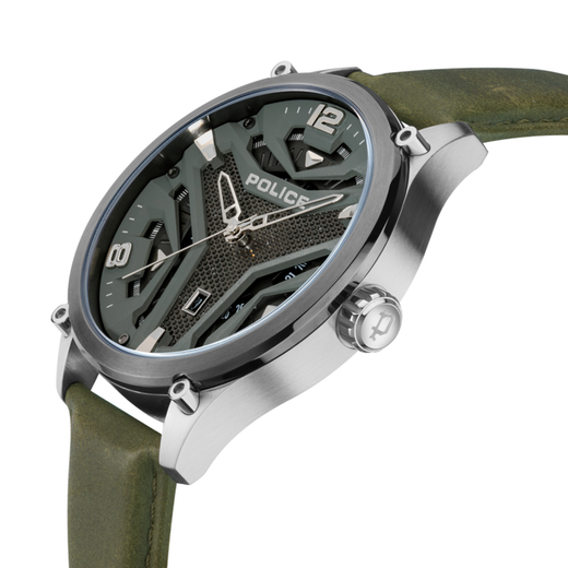 Reloj Police Hombre PEWJB2203042 Piel Verde Acero Analógico