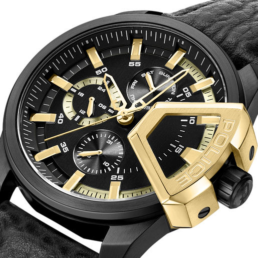 Reloj Police Hombre PEWJF0005704 Piel Negra Acero Negro Analógico