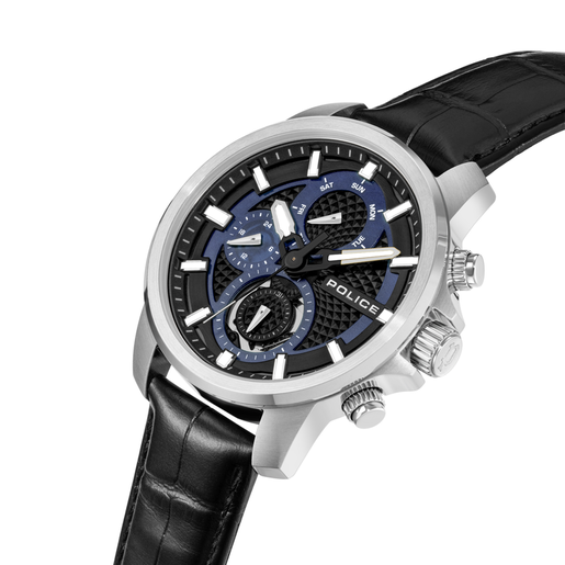 Reloj Police Hombre PEWJF0021509 Piel Negra Cronógrafo Acero Analógico
