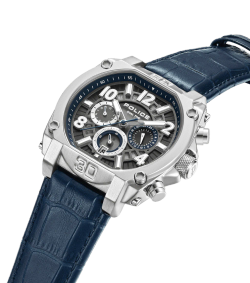 Reloj Police Hombre PEWJF0021901 Piel Azul Cronógrafo Acero Analógico