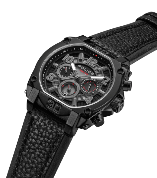 Reloj Police Hombre PEWJF0021903 Piel Negra Cronógrafo Acero Negro Analógico