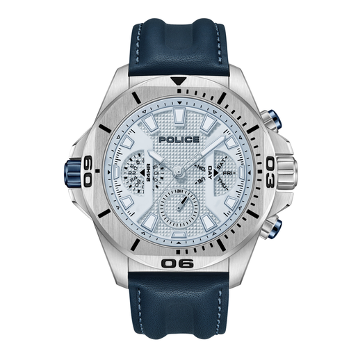 Reloj Police Hombre PEWJF0022503 Piel Azul Cronógrafo Acero Analógico