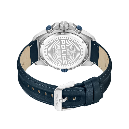 Reloj Police Hombre PEWJF0022503 Piel Azul Cronógrafo Acero Analógico