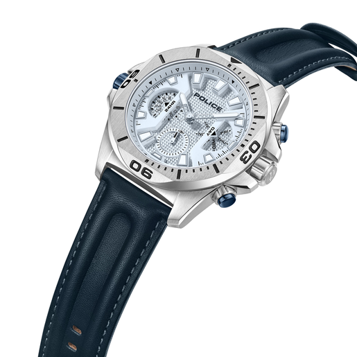 Reloj Police Hombre PEWJF0022503 Piel Azul Cronógrafo Acero Analógico