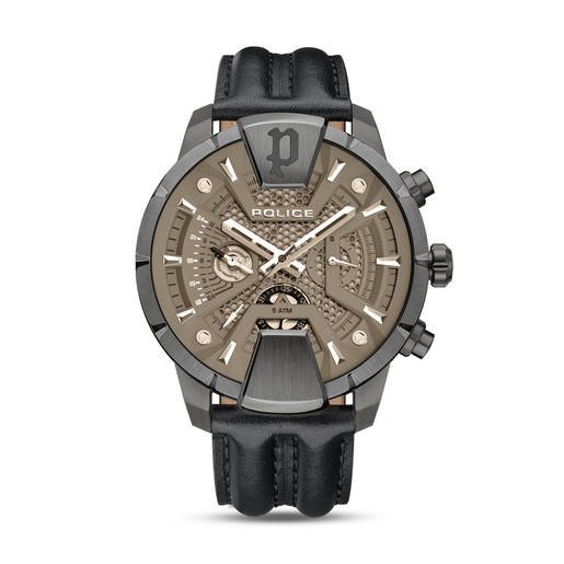 Reloj Police Hombre PEWJF2203711 Piel Negra Acero Negro Analógico