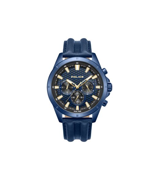 Reloj Police Hombre PEWJF2204113 Piel Azul Cronógrafo Acero Azul Analógico