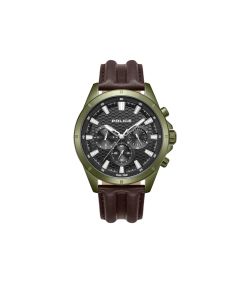 Reloj Police Hombre PEWJF2204114 Piel Marrón Cronógrafo Acero Verde Analógico