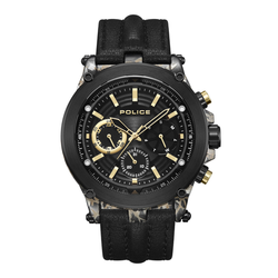 Reloj Police Hombre PEWJF2226641 Piel Negra Cronógrafo Acero Negro Analógico