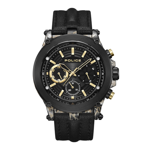 Reloj Police Hombre PEWJF2226641 Piel Negra Cronógrafo Acero Negro Analógico
