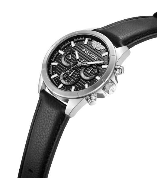 Reloj Police Hombre PEWJF2227810 Piel Negra Cronógrafo Acero Analógico