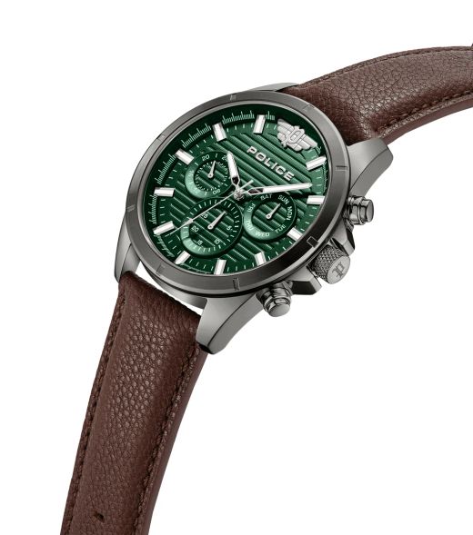 Reloj Police Hombre PEWJF2227811 Piel Marrón Cronógrafo Acero Analógico