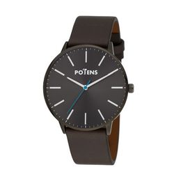Reloj Potens Hombre 40-2998-0-A1 Piel Marrón Acero Negro Analógico