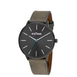 Reloj Potens Hombre 40-3003-0-A1 Piel Marrón Claro Acero Negro Analógico