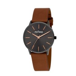 Reloj Potens Mujer 40-3001-0-A1 Piel Marrón Acero Negro Analógico