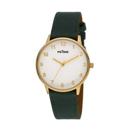 Reloj Potens Mujer 40-3007-0-A3 Piel Verde Acero Dorado Analógico