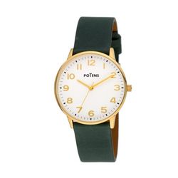 Reloj Potens Mujer 40-3015-0-A1 Piel Verde Acero Dorado Analógico