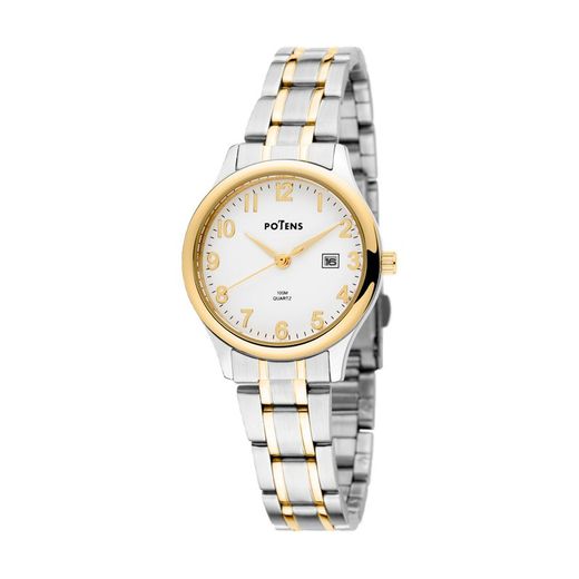 Relógio feminino Potens 40-3019-0-0 bicolor prata dourado