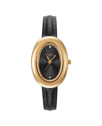 Reloj Radiant Mujer RA706202 Piel Negra Acero Dorado Analógico