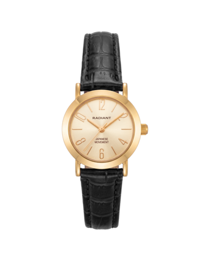 Reloj Radiant Mujer RA710201 Piel Negra Acero Dorado Analógico