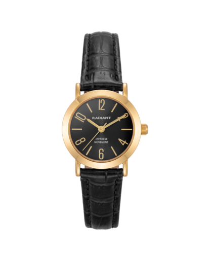 Reloj Radiant Mujer RA710202 Piel Negra Acero Dorado Analógico