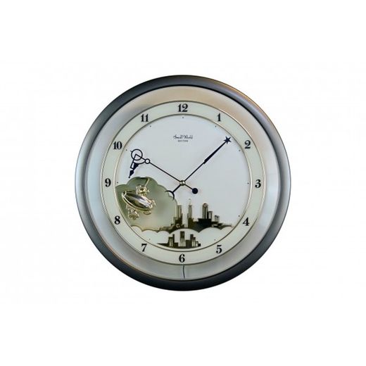 Horloge murale rythmique 4MH689-R08 Magic Motion ronde argentée
