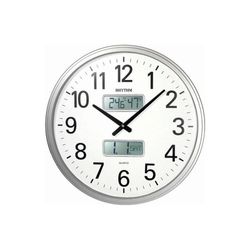 Reloj Rhythm De Pared CFG709NR19 Decorativos Redondo Plateado