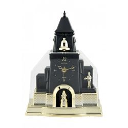 Relógio de Mesa Rhythm 4RG597-R02 Decorativo Dourado Igreja Bicolor Preto