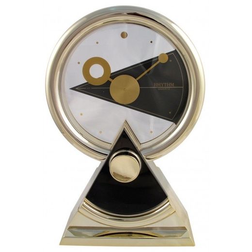 Horloge de table décorative ronde noire bicolore dorée Rhythm 4RP696-R18
