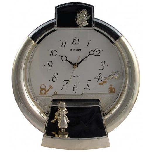 Rellotge Rhythm De Sobretaula 4SG627-R18 Decoratius Rodó Negre Bicolor Daurat