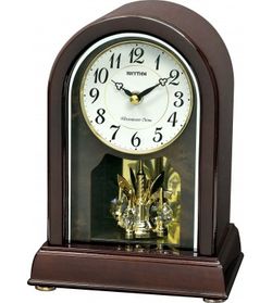 Rhythm Table Clock CRH241NR06 Brown Wood