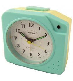 Reloj Rhythm Despertador 4SE459WR04 Beep Turquesa Bicolor Amarillo