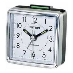 Reloj Rhythm Despertador CRE210NR19 Beep Cuadrado Blanco Bicolor Negro