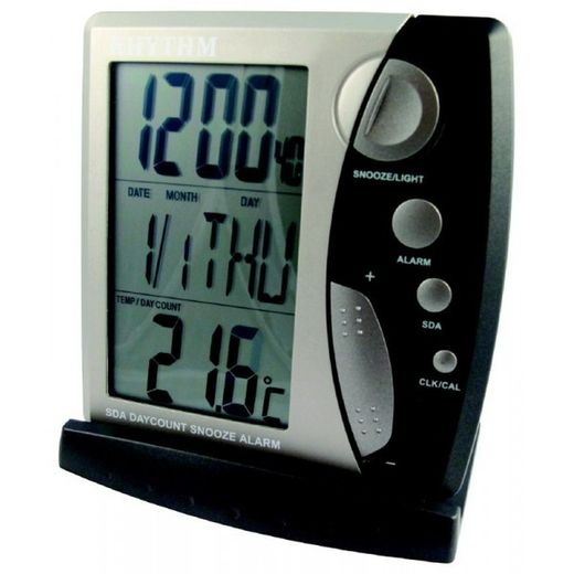Orologio LCD Rhythm LCT008-R06 Sveglia bianca bicolore nera
