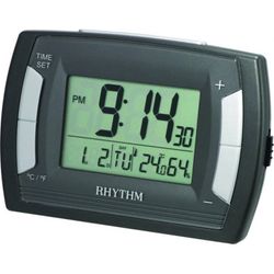 Reloj Rhythm LCD LCT050NR02 Despertador Negro