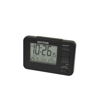 Rhythm LCD Clock LCT104NR02 Schwarzer Wecker