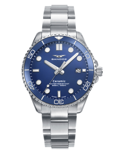 Reloj Sandoz Hombre 83019-37 Acero Plateado Bicolor Azul Analógico