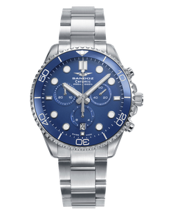 Reloj Sandoz Hombre 83021-37 Acero Plateado Bicolor Azul Cronógrafo Analógico