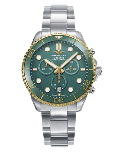 Reloj Sandoz Hombre 83021-67 Acero Plateado Bicolor Verde Cronógrafo Analógico