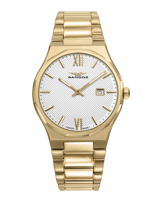 Reloj Sandoz Hombre Swiss Made 83013-83 Acero Dorado Analógico