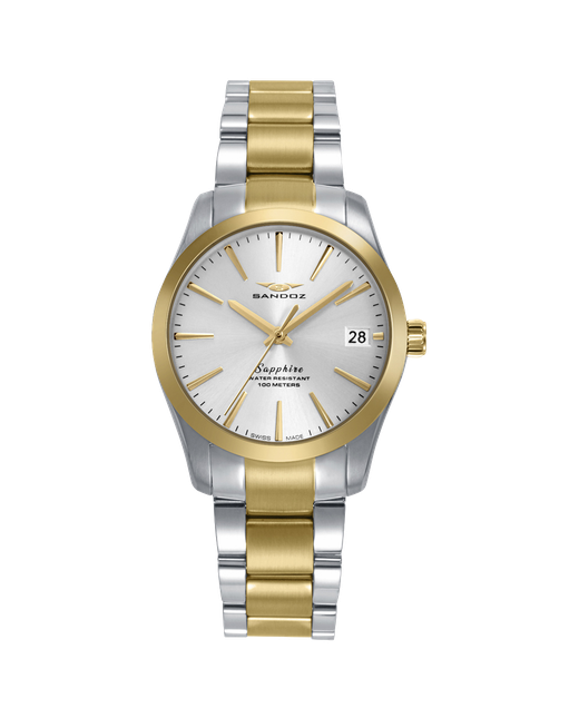 Reloj Sandoz Mujer Swiss Made 83008-87 Acero Bicolor Dorado Analógico