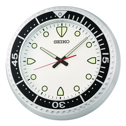 Reloj Seiko Clock De Pared QXA849A Diver Aluminio Negro Bicolor Blanco