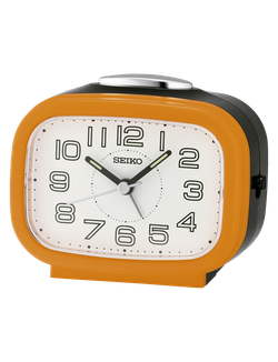 Reloj Seiko Clock Despertador QHK060E Plástico Negro Bicolor Naranja