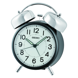 Reloj Seiko Clock Despertador QHK063K Estándar Doble Campana Plástico Negro