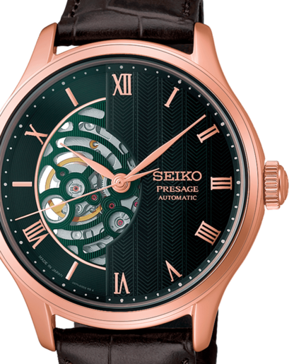 Reloj Seiko Hombre HCB007J1 Presage Japanese Garden Piel Marrón Acero Rose Automático
