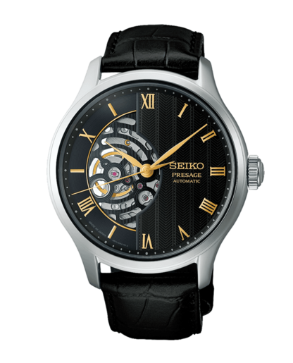 Reloj Seiko Hombre HCB008J1 Presage Japanese Garden Piel Negra Acero Automático