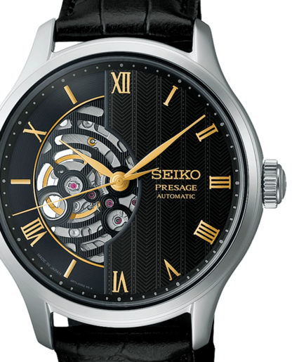 Reloj Seiko Hombre HCB008J1 Presage Japanese Garden Piel Negra Acero Automático