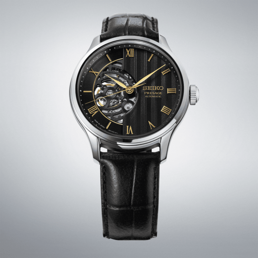 Reloj Seiko Hombre HCB008J1 Presage Japanese Garden Piel Negra Acero Automático