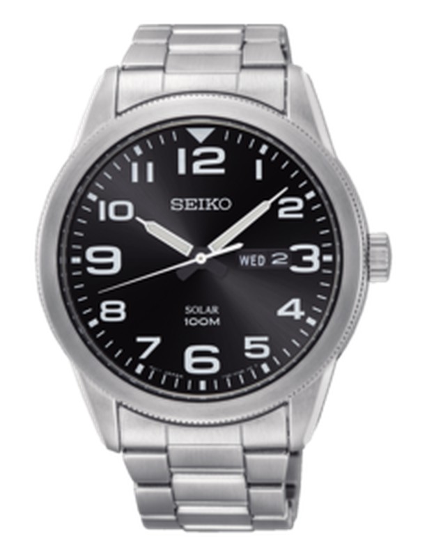 Seiko Herrenuhr SNE471P1 Solar Doppelkalender