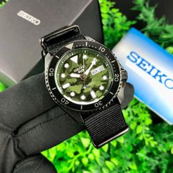 Seiko Męski Zegarek SRPJ37K1 5 Sportowy Nylon Czarny
