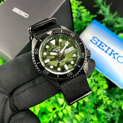 Seiko Męski Zegarek SRPJ37K1 5 Sportowy Nylon Czarny